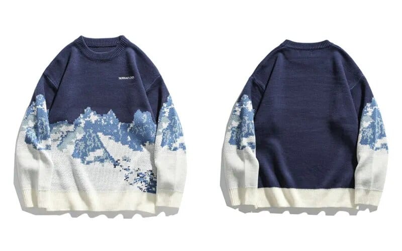Pull gorpcore Montagne bleu